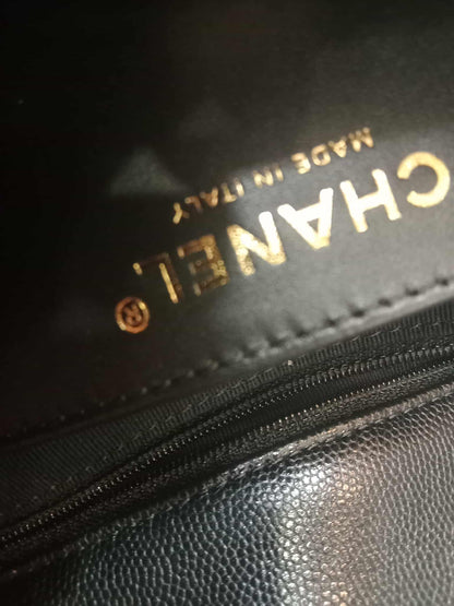 Chanel Seasonal Flap Caviar Black Microchipped