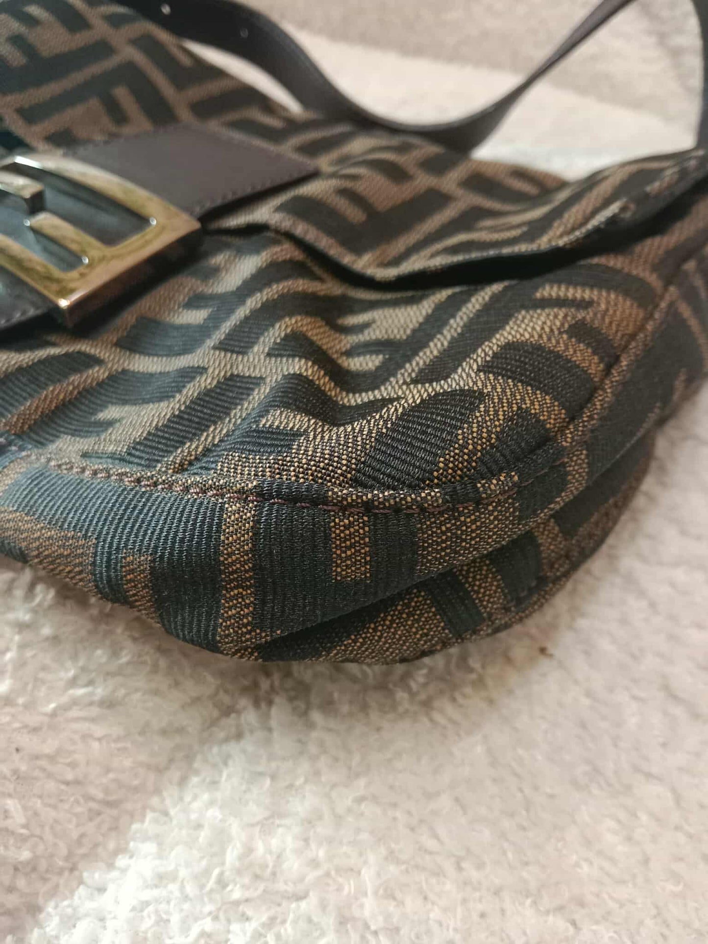 Fendi Zucca Baguette Brown Bag