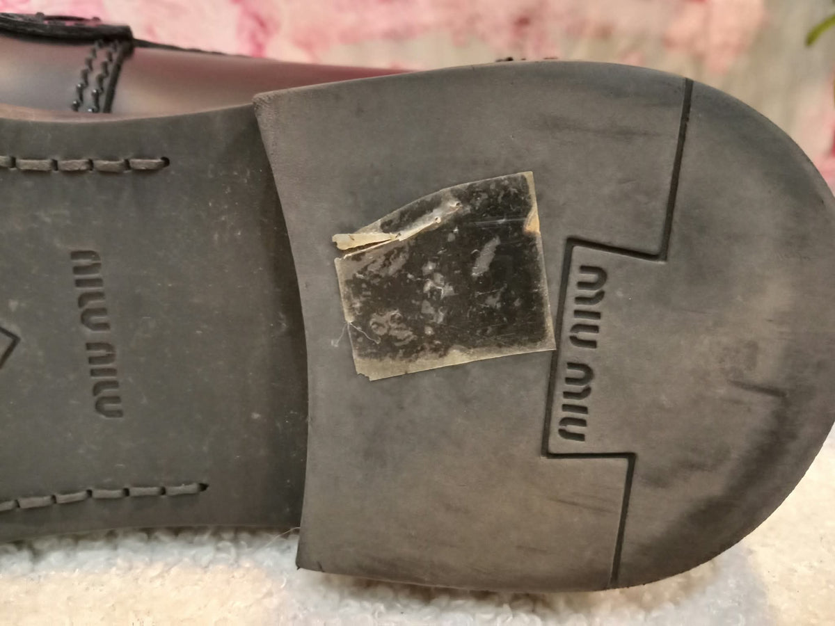 Miu Miu Brushed Penny Loafers Leather Black Size 35
