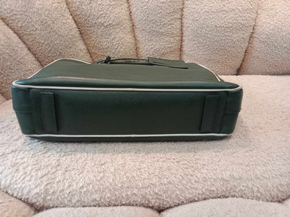 Prada Dark Green Leather Classic Laptop Bag