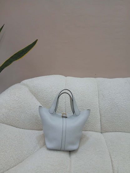 Hermes Picotin 18 Bleu Glacier Clemence Stamp Z 2021