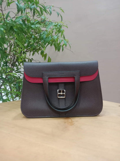 Hermes Halzan 25 Clemence Rouge/Framboise Stamp Z 2021