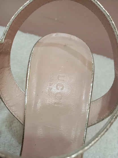 Gucci GG Marmont Sandals Metallic Gold Size 36