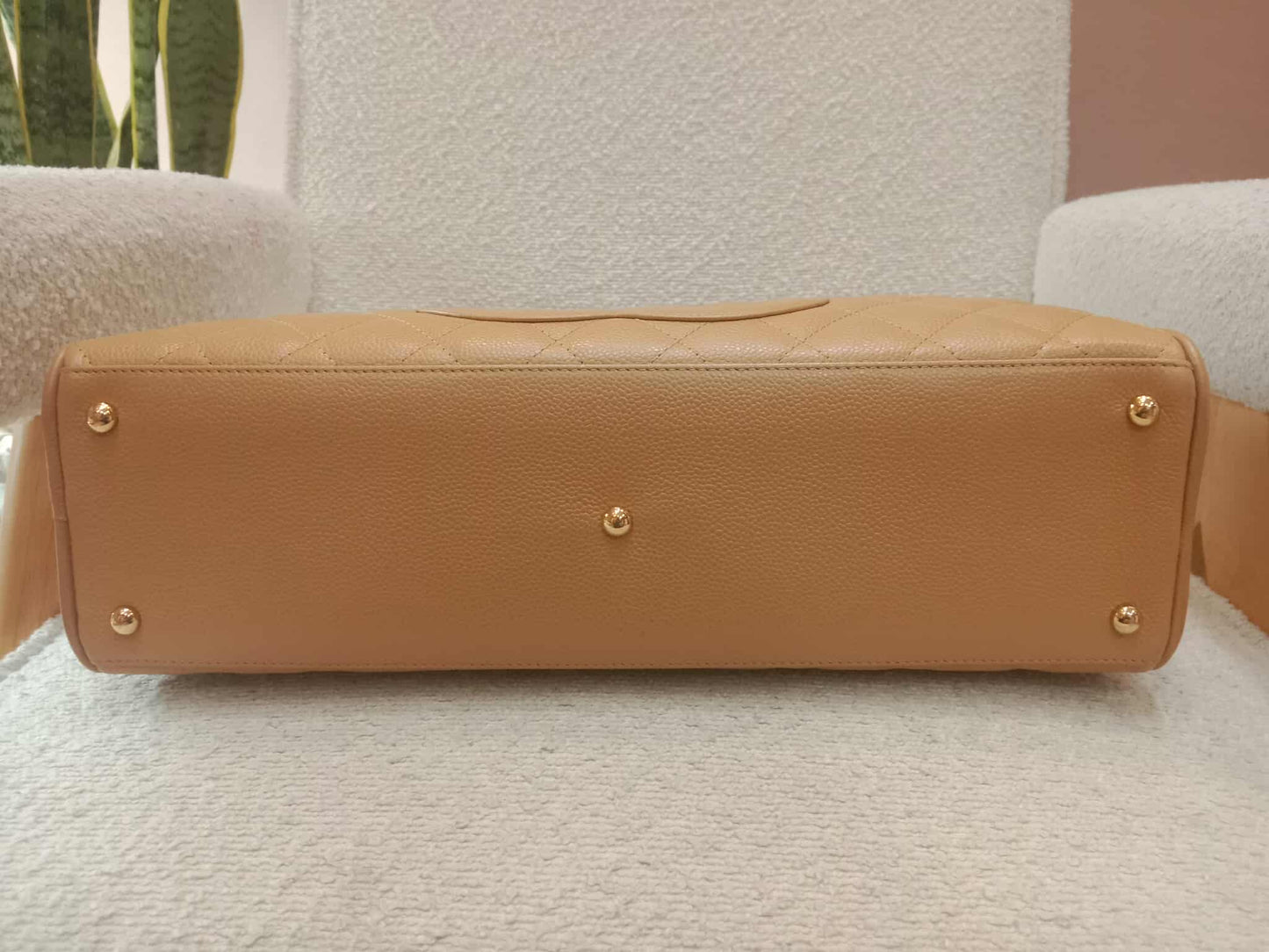 Chanel Bowling Bag Beige Caviar Series 9