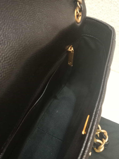 Chanel Seasonal Flap Caviar Black Microchipped