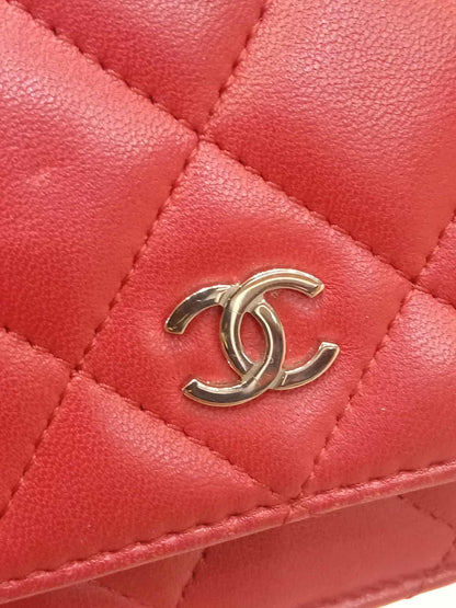 Chanel Classic Wallet On Chain Red Lambskin Series 16