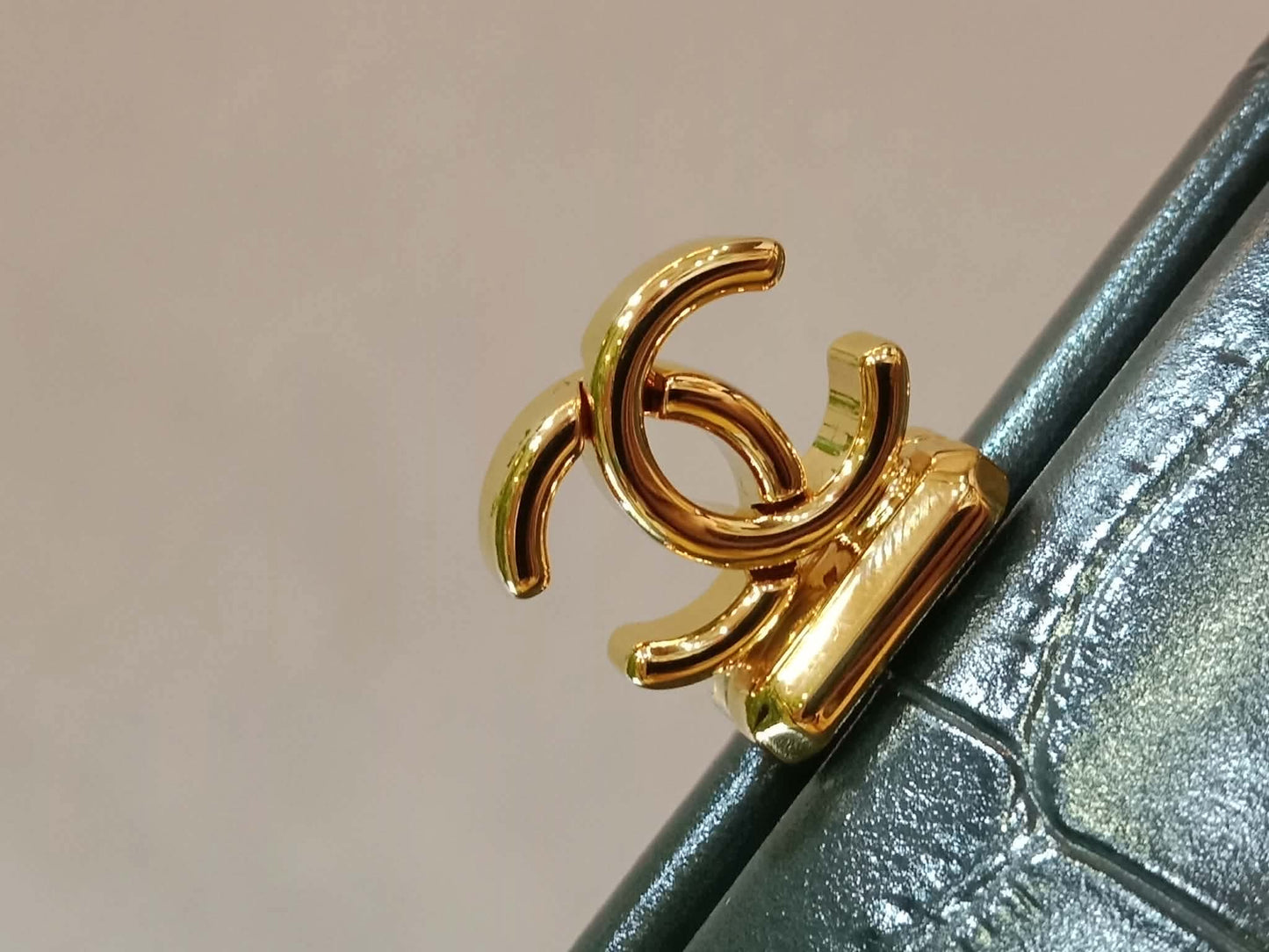 Chanel Crocodile Embossed Calfskin Clutch with Leather Strap Microchipped