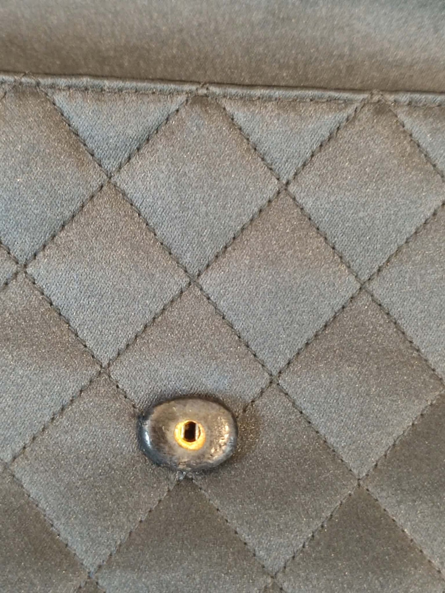 Chanel Quilted Satin Halfmoon Rhinestone Vintage Bag Black Series 0