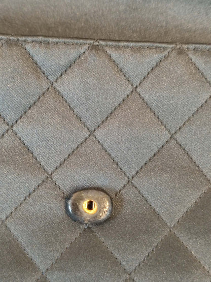 Chanel Quilted Satin Halfmoon Rhinestone Vintage Bag Black Series 0