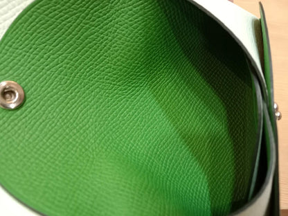 Hermes Calvi Duo Card Case Vert Fizz/Vert Criquet Clemence Stamp W 2024