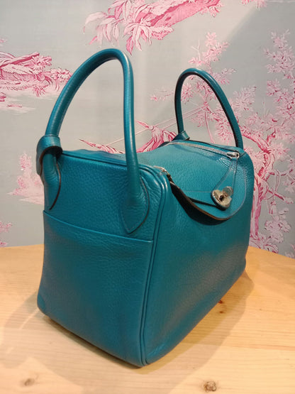 Hermes Lindy 30 Clemence Bleu Izmir Stamp R 2014