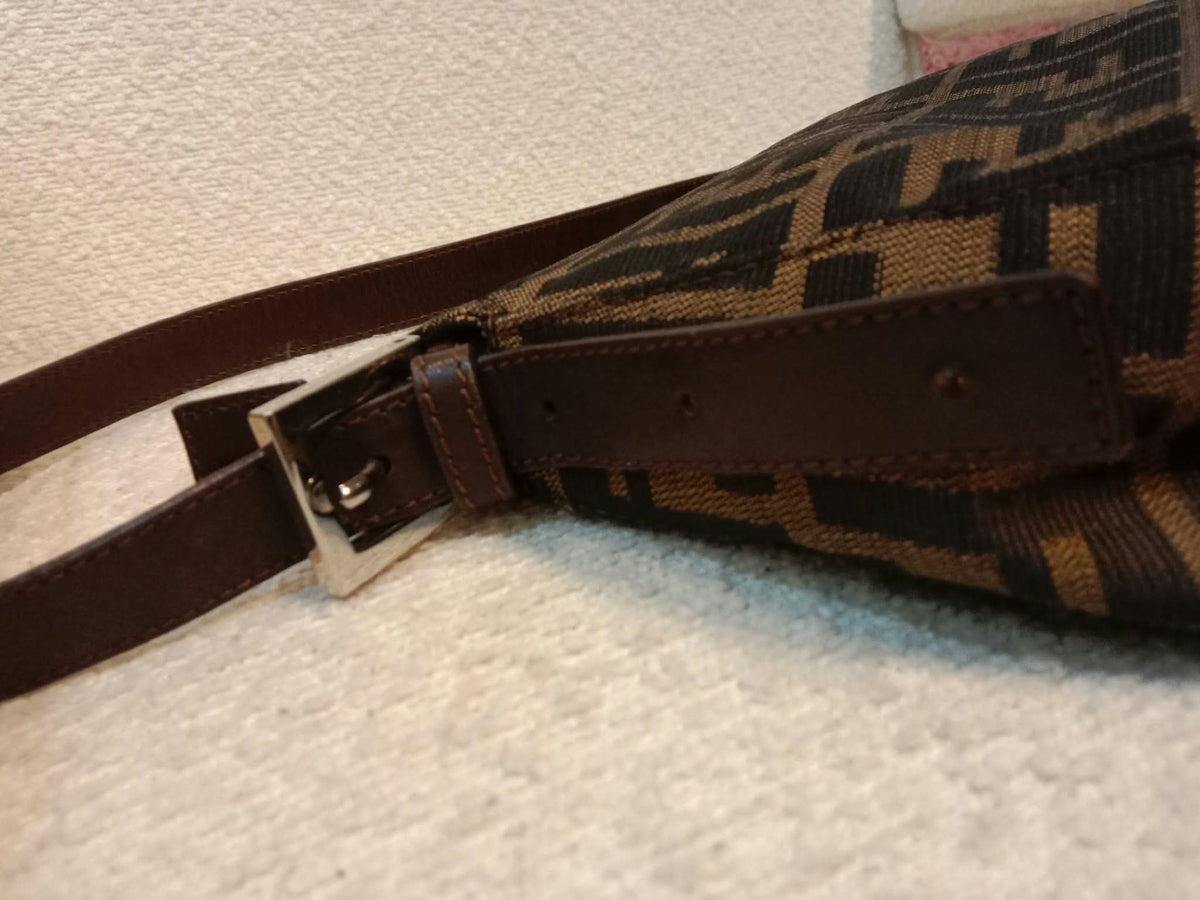 Fendi Zucca Baguette Canvas Shoulder Bag Brown