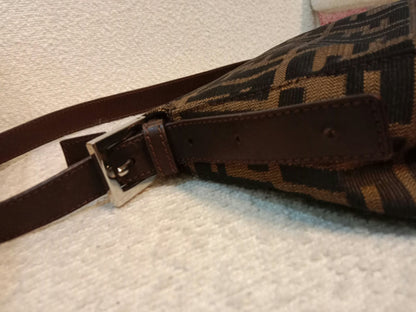 Fendi Zucca Baguette Canvas Shoulder Bag Brown