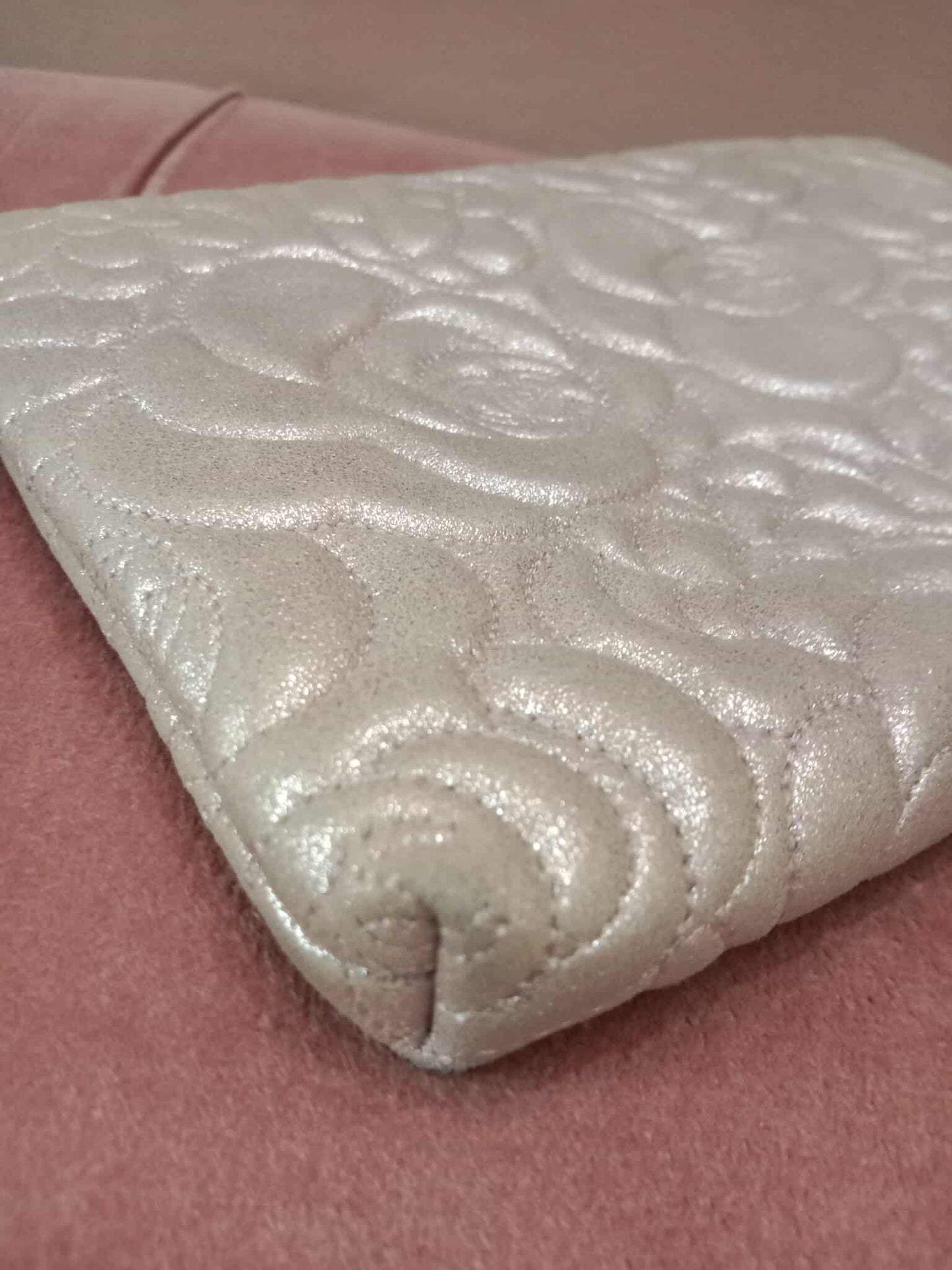 Chanel Lavender Lambskin Camellia Pochette Bag Series 18