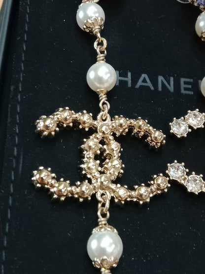 Chanel Rainbow Crystal CC Drop Earrings