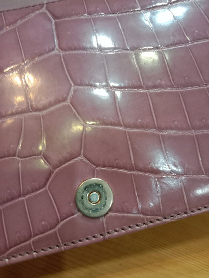 Dior Crocodile Embossed Mauve Clutch
