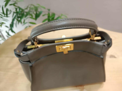 Fendi Peekaboo Grey Leather Mini