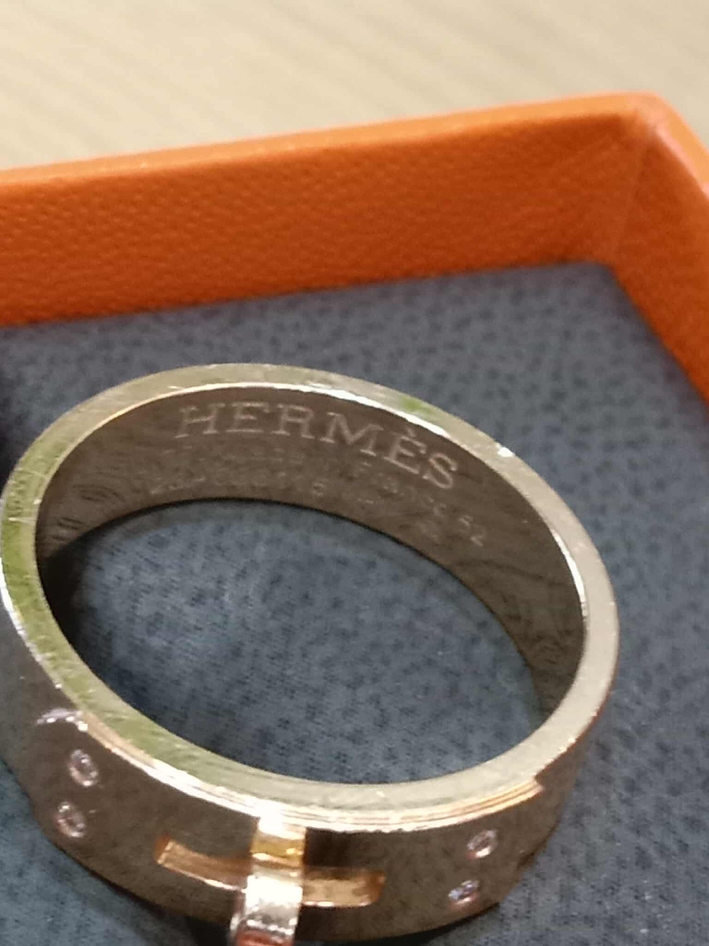 Hermes Kelly Ring in 18K Rose Gold Pave-Set Diamonds on the Clasp Motif