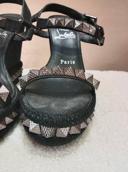 Christian Louboutin Pyraclou Wedge Black Pyramid Studs Size 36