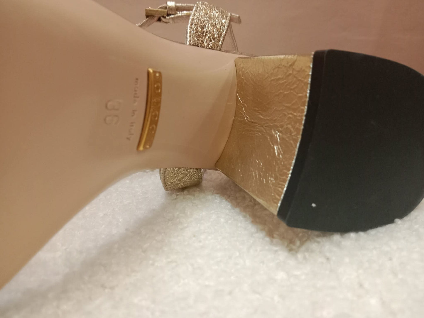 Gucci GG Marmont Sandals Metallic Gold Size 36