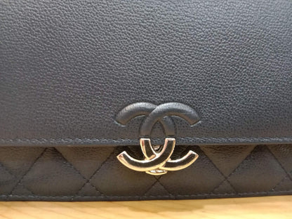 Chanel CC Box Wallet On Chain Caviar Navy Blue Series 27