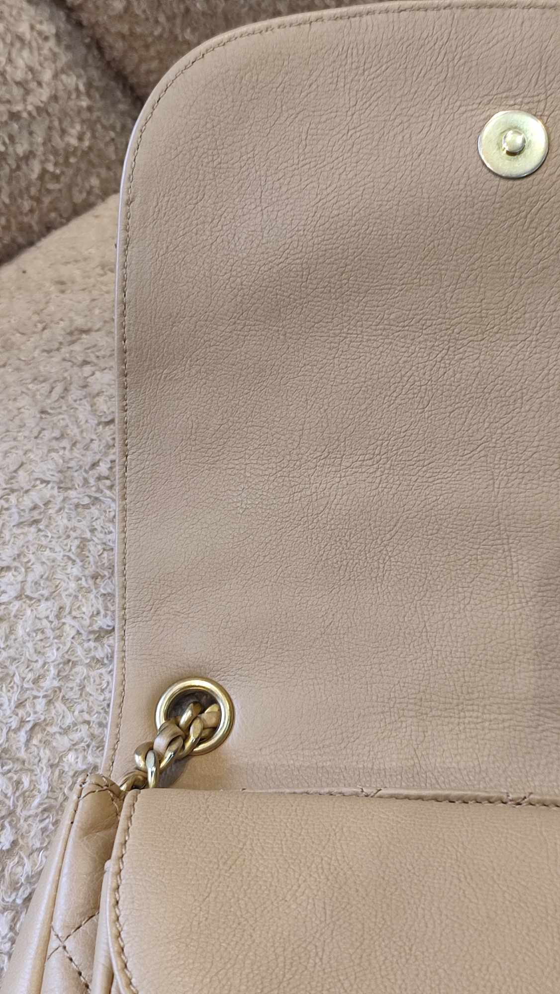 Chanel Messenger Flap Bag Lambskin Beige Series 27 Fullset