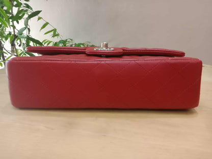 Chanel Timeless Red Quilted Lambskin Classic Double Flap Medium Series 17