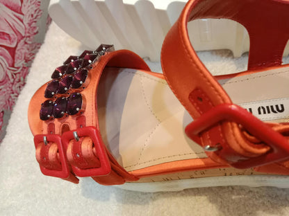 Miu Miu Platform Sandals Orange Size 36.5
