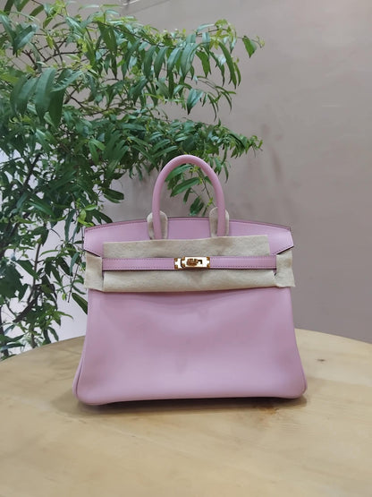 Hermes Birkin 25 Mauve Sylvestre Swift Rose Gold Hardware Stamp W 2024
