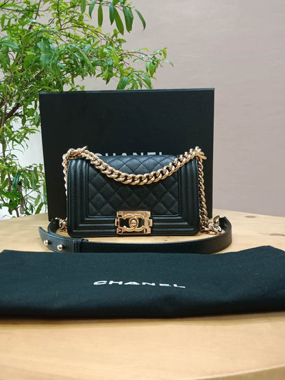Chanel Le Boy Flap Caviar Small Black Series 23