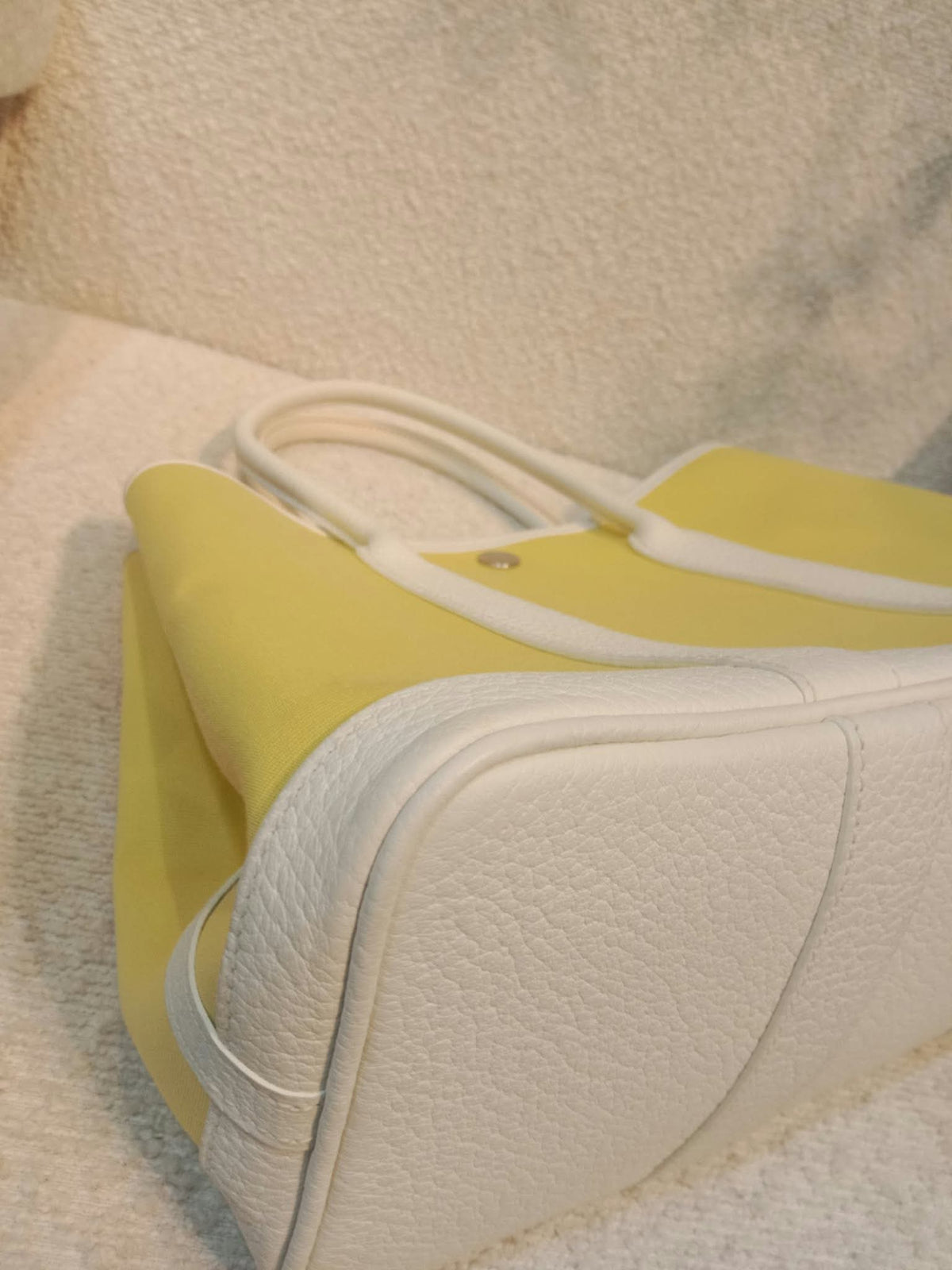 Hermes Garden Party 30 Yellow/White Canvas/Leather Stamp R Square 2014