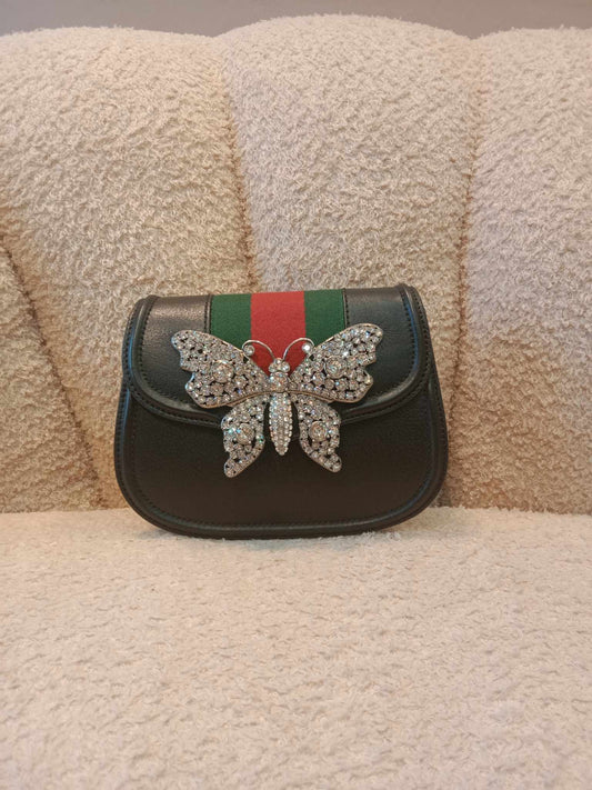 Gucci Small Linea Totem Crystal Butterfly Crossbody Bag