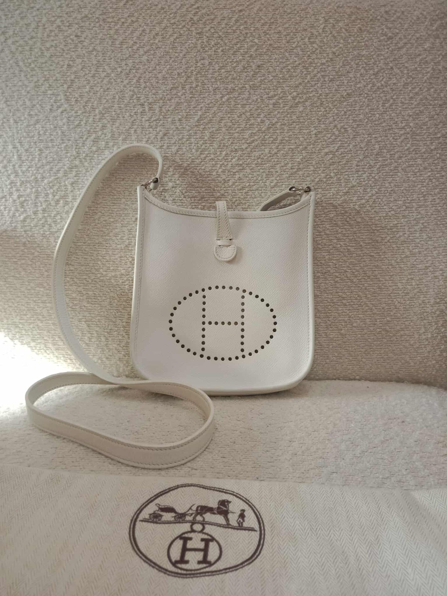 Hermes Evelyne TPM White Clemence Stamp O Square 2011