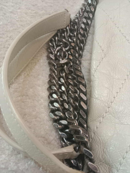 Saint Laurent Niki Medium Shoulder Bag in White Quilted Calfskin