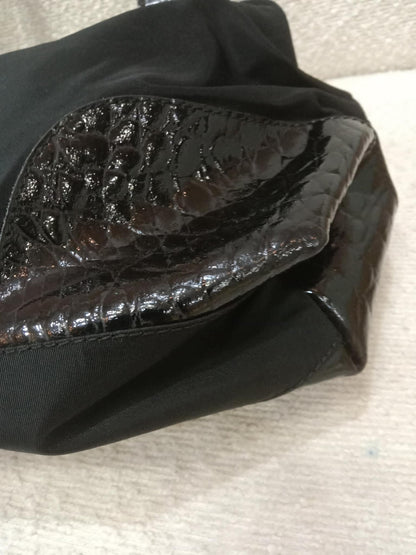 Prada Vintage Tessuto Tote Nylon/Crocodile Embossed Leather Bag