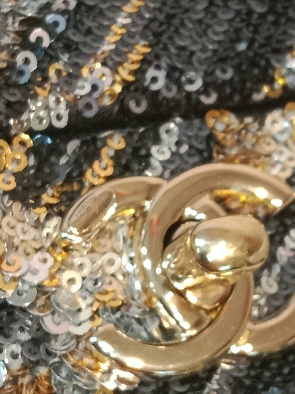 Chanel Mini Rectangular Gold/Black Sequin Limited Edition Microchipped