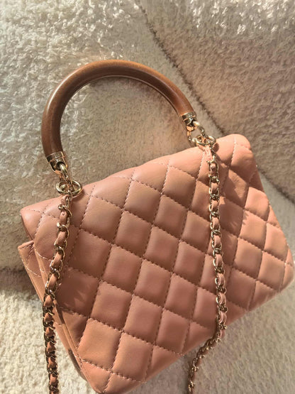 Chanel Mini Seasonal Wood Top Handle Flap Bag Peach Series 26