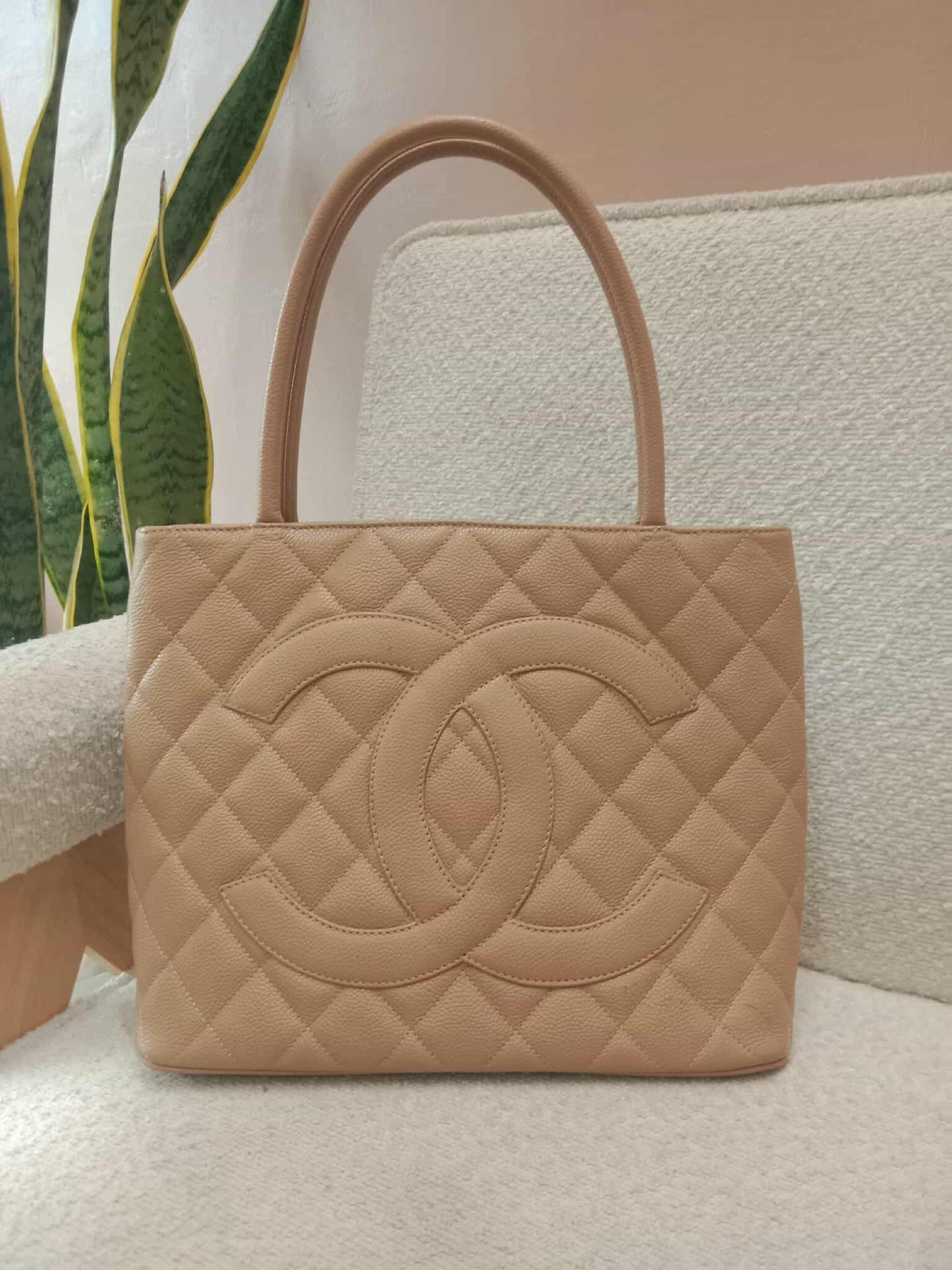 Chanel Medallion Beige Caviar Series 11