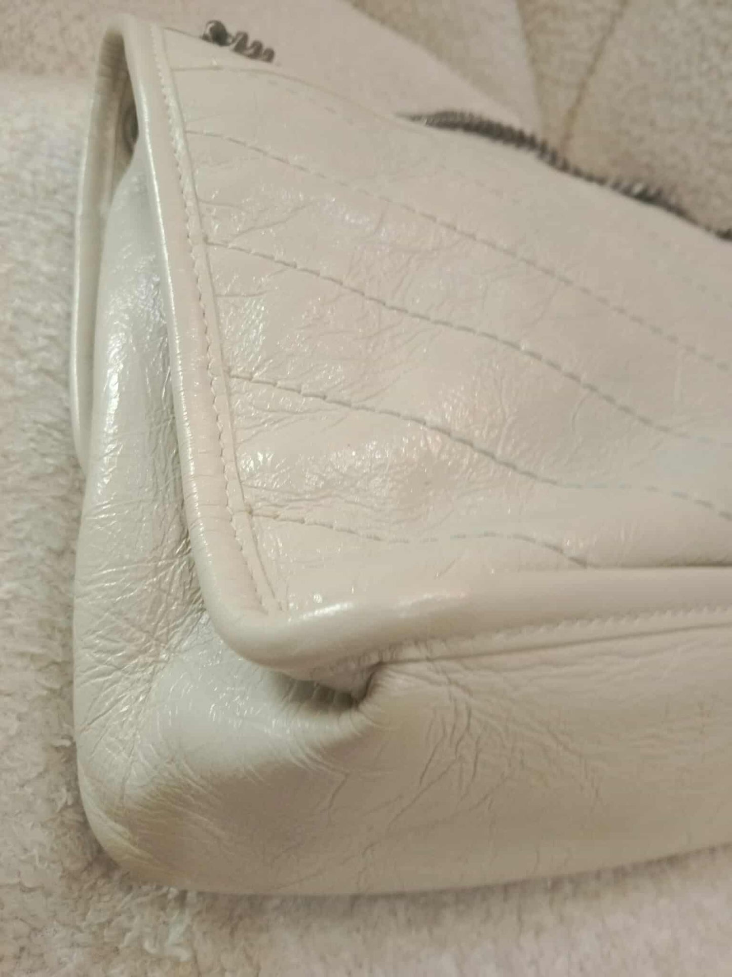 Saint Laurent Niki Medium Shoulder Bag in White Quilted Calfskin