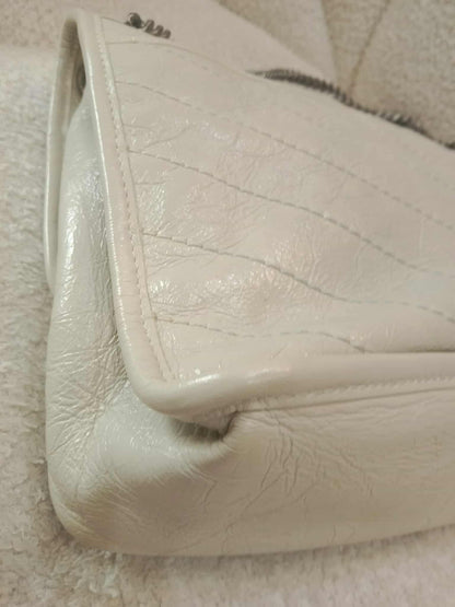 Saint Laurent Niki Medium Shoulder Bag in White Quilted Calfskin