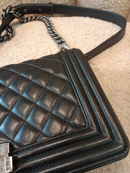 Chanel Leboy Quilted Lambskin Old Medium Black Series 24