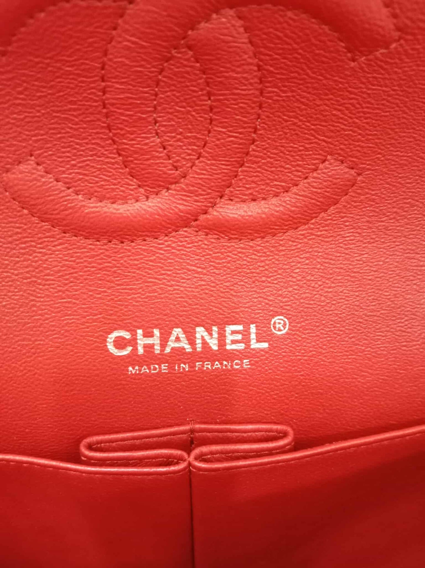 Chanel Timeless Red Quilted Lambskin Classic Double Flap Medium Series 17