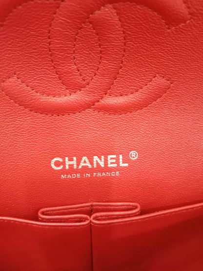Chanel Timeless Red Quilted Lambskin Classic Double Flap Medium Series 17