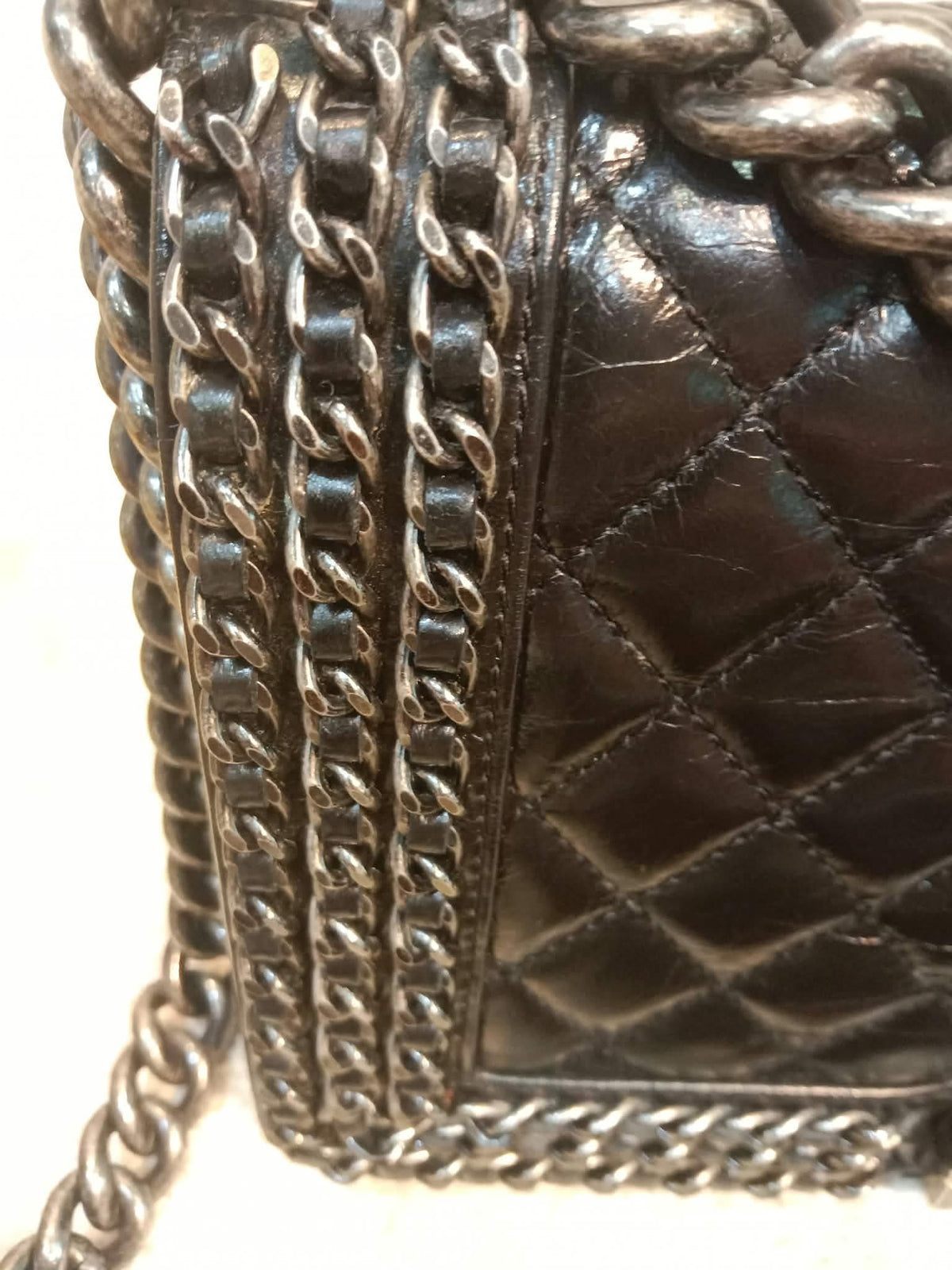Chanel Boy Flap Chain Trim Calfskin Black Series 20