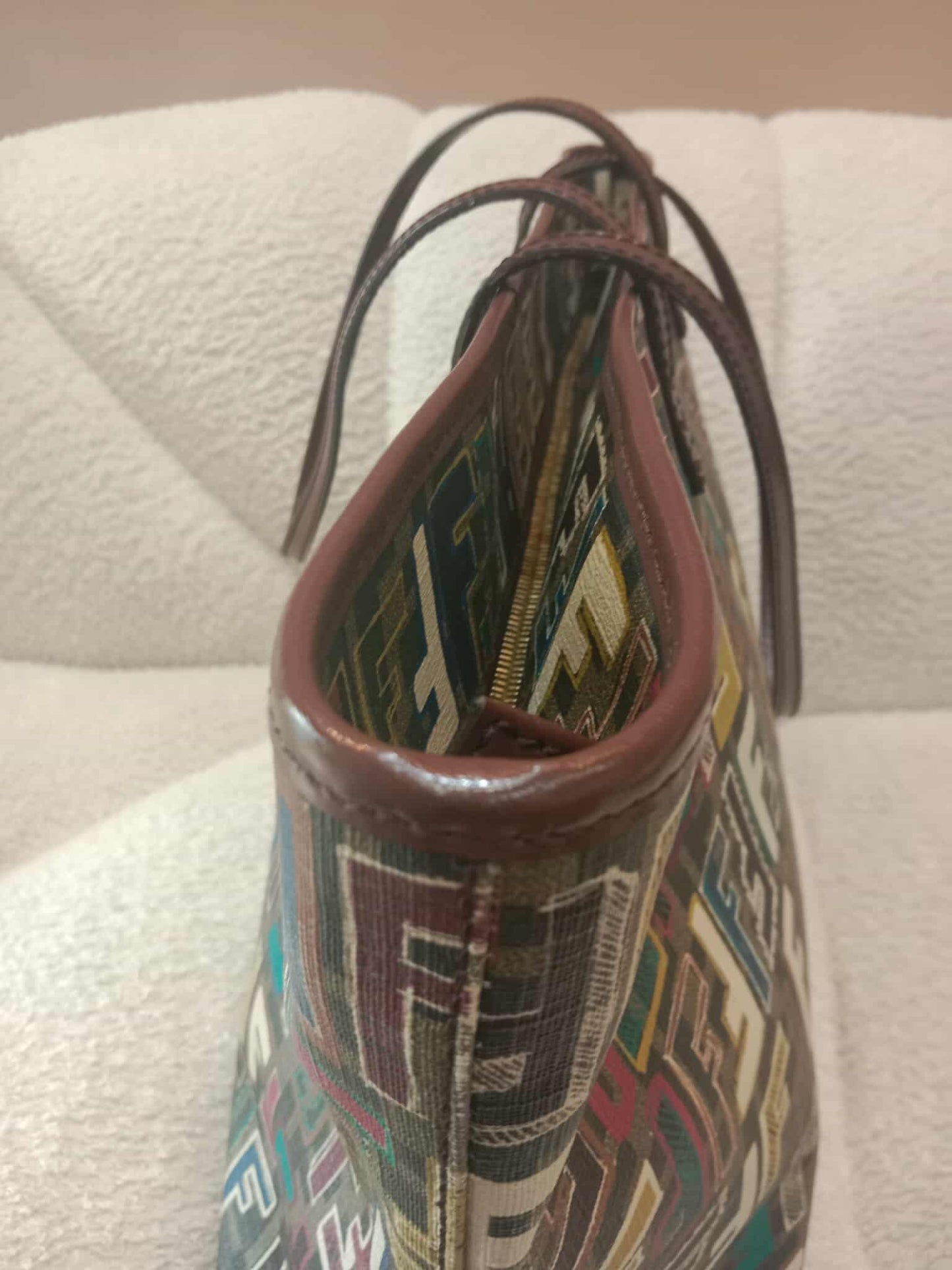 Fendi Multicolor Zucca Spalmati Roll Tote Bag
