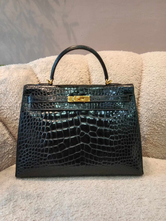 Hermes Kelly 35 Alligator Noir Stamp D Square 2000