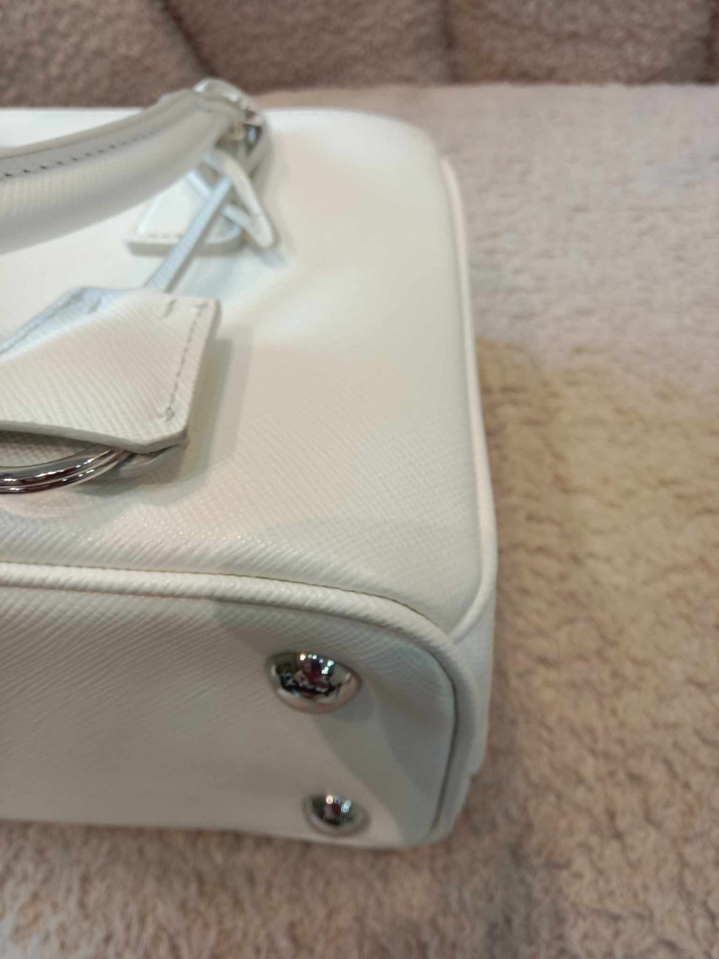 Prada Saffiano White Mini Galleria Tote