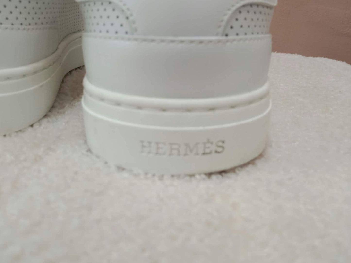 Hermes Day White Kelly Sneakers Rose Gold Buckle Size 35