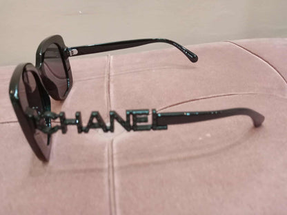 Chanel Square Sunglasses with Black Acetate Frame and Gray Lenses