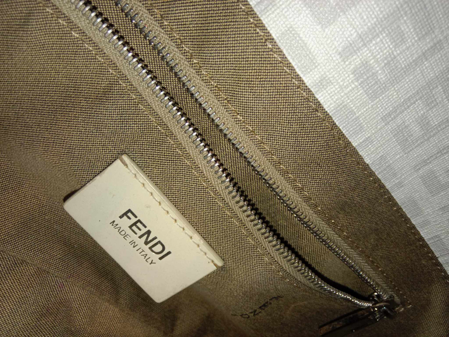 Fendi Baguette Zia Bag Zucchino PU Handbag